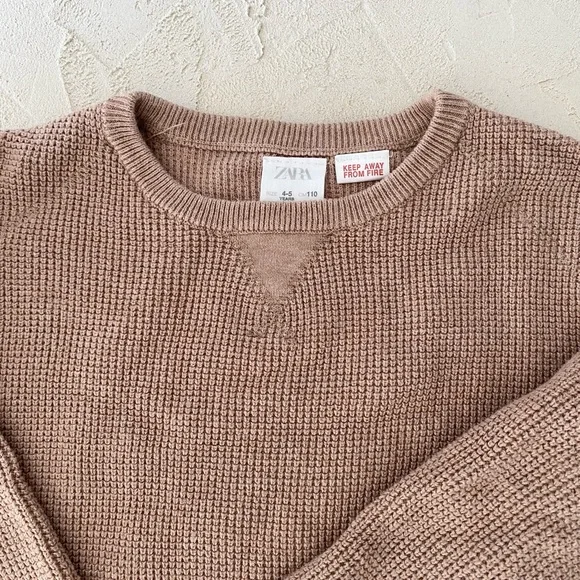 Zara mauve waffle Knit cotton Sweater and ankle Pants Set - Picture 3 of 6